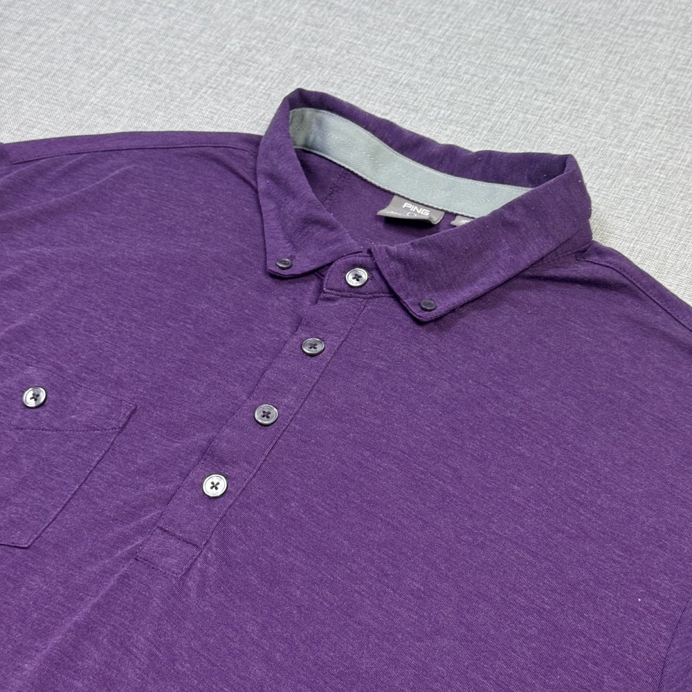 PING Polo Shirt Mens L Purple SensorCool Performance Short Sleeve Breathable